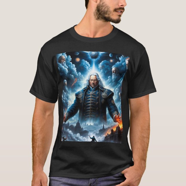 Swedenborg Heaven and Hell Black AI Generated Art T-Shirt (Vorderseite)