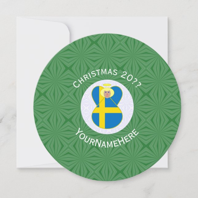 Swedish Angel Flag Christmas Personalize Round Inv Einladung (Vorderseite)