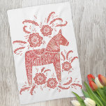 Swedish Dala Horse Red and White Geschirrtuch<br><div class="desc">A traditional Swedish Dala Horse design in red and white. Perfect for the winter holidays.</div>