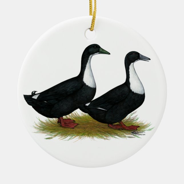 Swedish Ducks Black Keramikornament (Vorne)