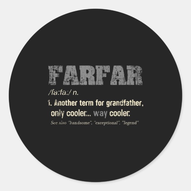Swedish Farfar Funny Definition Grandpa Gift  Runder Aufkleber (Vorderseite)