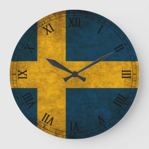 swedish flag große wanduhr