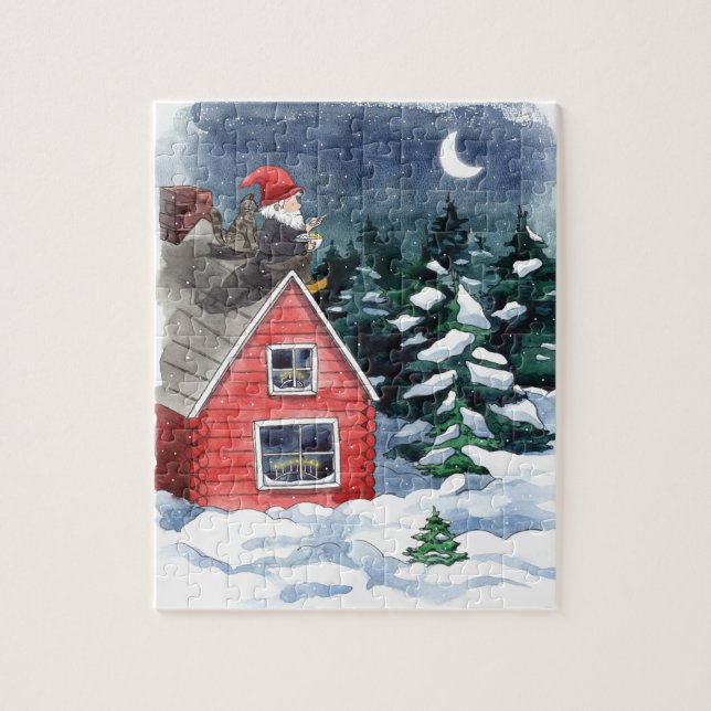 Swedish Tomten Christmas Porridge Watercolor (Vertikal)