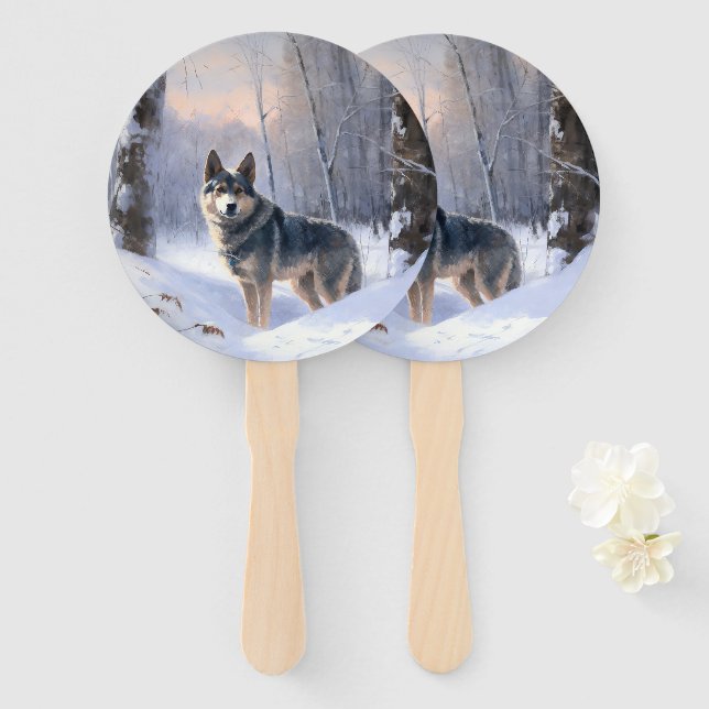 Swedish Vallhund Let It Snow Christmas Fächer (Vorne und Hinten)