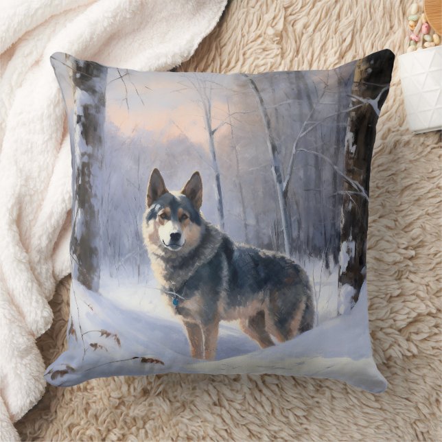 Swedish Vallhund Let It Snow Christmas Kissen (Decke)