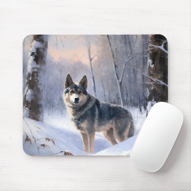 Swedish Vallhund Let It Snow Christmas Mousepad (Mit Mouse)