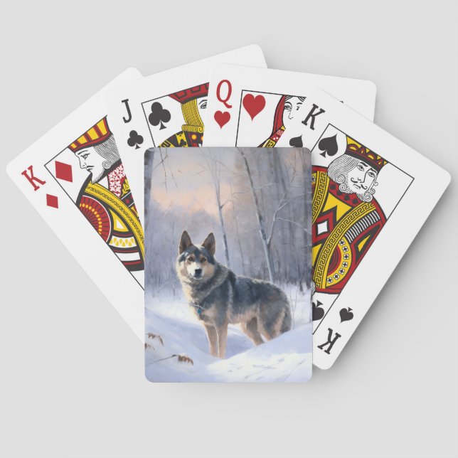 Swedish Vallhund Let It Snow Christmas Spielkarten (Rückseite)
