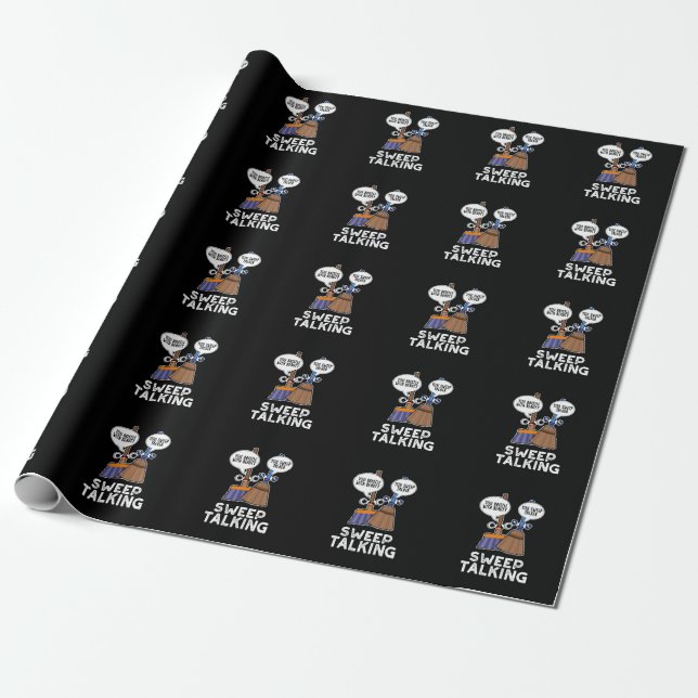 Sweep Talk Funny Sweet Talk Broom Pun Dark BG Geschenkpapier (Ungerollt)