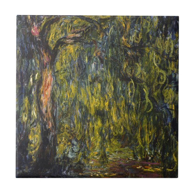 Sweeping Willow von Claude Monet, Klassisches Kuns Fliese (Vorderseite)