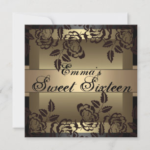 Sweet16 Rose élégant or Invitation d'anniversaire