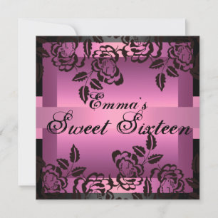 Sweet16 Rose élégant rose Invitation d'anniversair