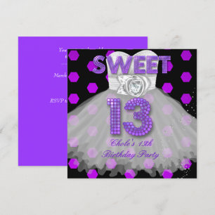 Sweet 13. Geburtstagsparty Girls Teen Lila Einladung