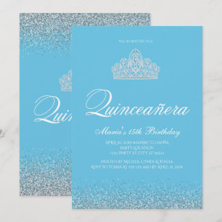 Sweet 15, Light Blue Quinceanera Einladungen