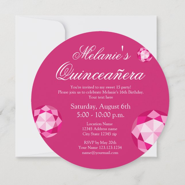 Sweet 15 Quinceañera invitations à la fête d'anniv (Dos)