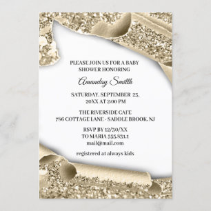 Sweet 16. 15. Brautparty 3D Gold Glitzer Einladung