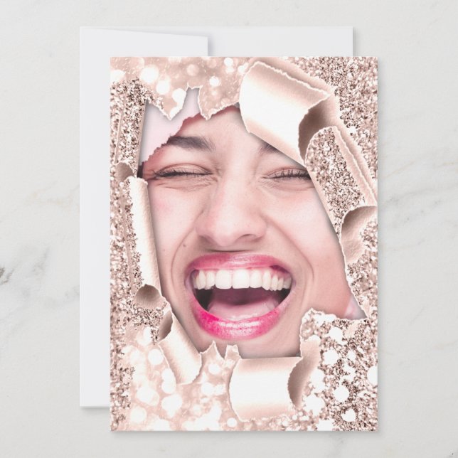 Sweet 16. 15. Brautparty 3D-Rose-Glitzer Einladung (Vorderseite)