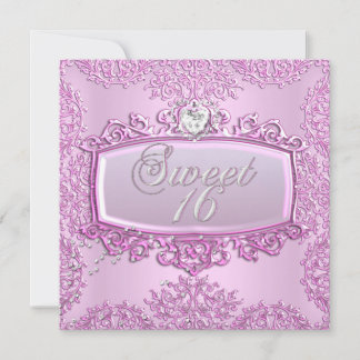 Sweet 16 16 . Geburtstag Hübsch Pink Heart Einladung