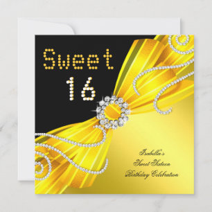 Sweet 16 16 . Geburtstag Yellow Diamond Party Einladung