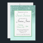 Sweet 16 16 Geburtstagsparty Mint Green Glitzer Einladung<br><div class="desc">This design was created though digital art. It may be personalized in the area provide or customizing by choosing the click to customize further option and changing the name, initials or words. You may also change the text color and style or delete the text for an image only design. Kontakt...</div>