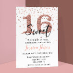 Sweet 16 16 Geburtstagsparty Rose Gold Glitzer Einladung<br><div class="desc">This design was created though digital art. It may be personalized in the area provide or customizing by choosing the click to customize further option and changing the name, initials or words. You may also change the text color and style or delete the text for an image only design. Kontakt...</div>