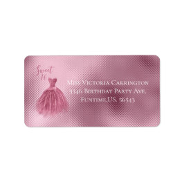 Sweet 16 16 Rosa Glitzer Kleid Elegantes Party Adressaufkleber