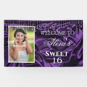 Sweet 16 Abschluss Lila Satin Diamond Strings Banner