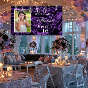 Sweet 16 Abschluss Purple Satin Diamant Schnüre  Banner