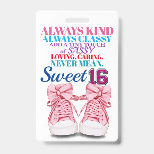 Sweet 16 Abzeichen - Siehe Rückseite Ausweis