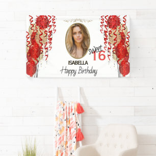 Sweet 16 Anniversaire - Bannière Ballons rouges