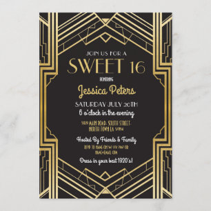Sweet 16 Anniversaire Gatsby Art Déco Invitation