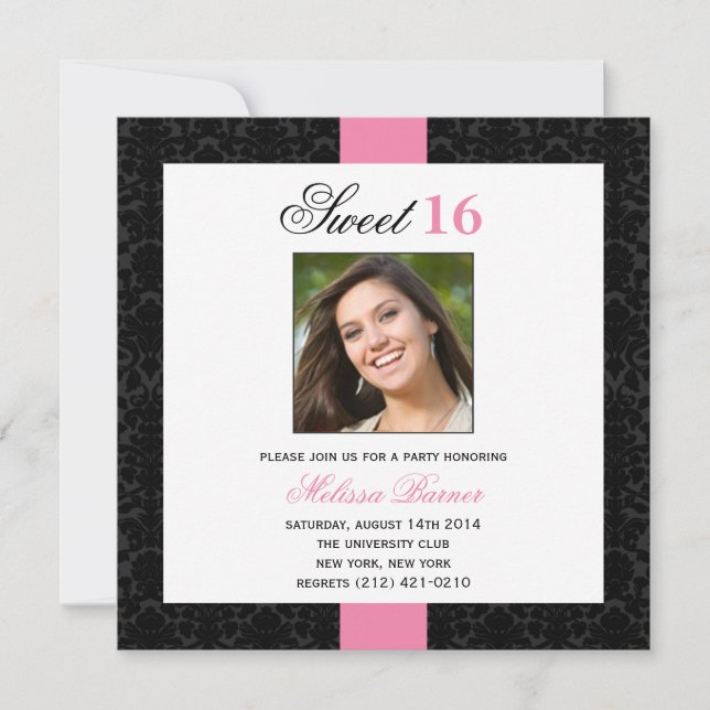 Sweet 16 Anniversaire Invitation (Devant)