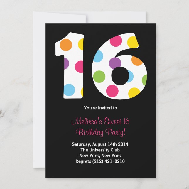 Sweet 16 Anniversaire Invitation (Devant)