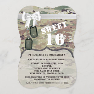 Sweet 16 Anniversaire Invitation Armée OCP Camo Un