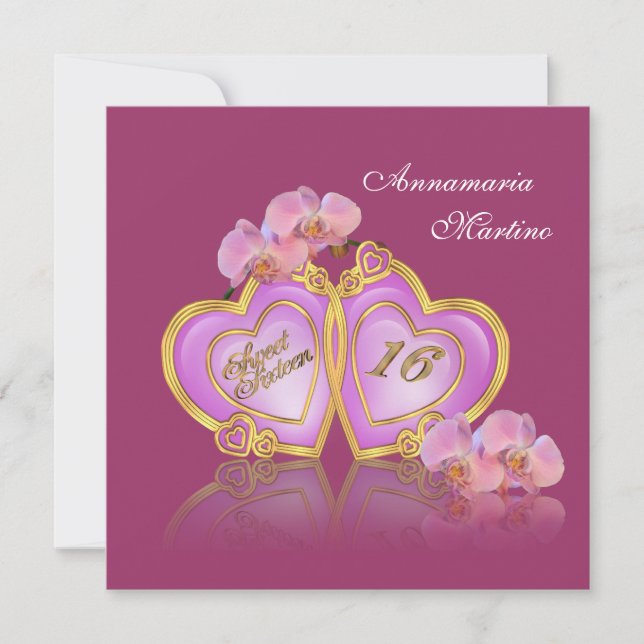 Sweet 16 Anniversaire invitation élégante (Devant)