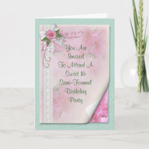 Sweet 16 Anniversaire invitation fête rose victori