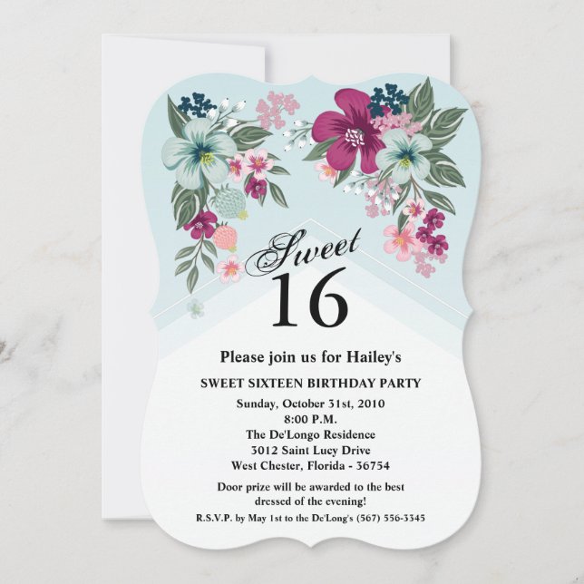 Sweet 16 Anniversaire Invitation Fleur tropicale s (Devant)