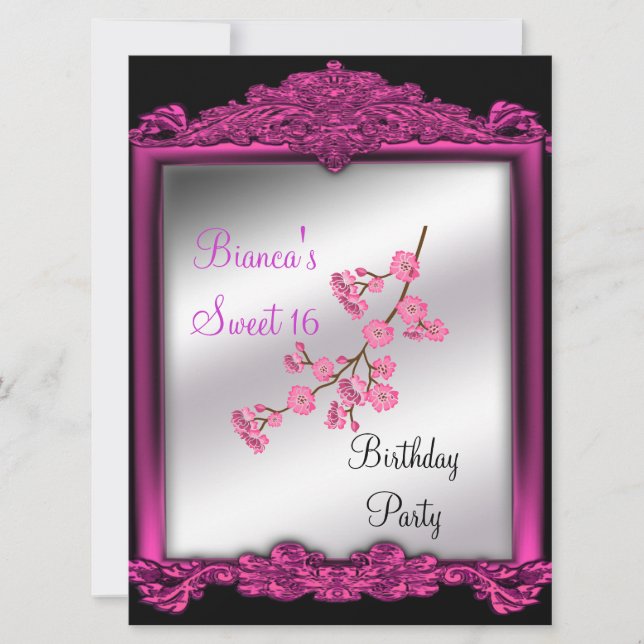 Sweet 16 Anniversaire invitation rose (Devant)