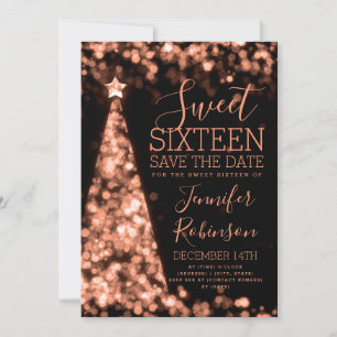 Sweet 16 Anniversaire Invitation Rose Or Noël
