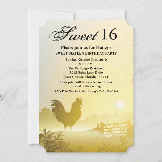 Sweet 16 Anniversaire Invitation Sunny Morning Far (Devant)