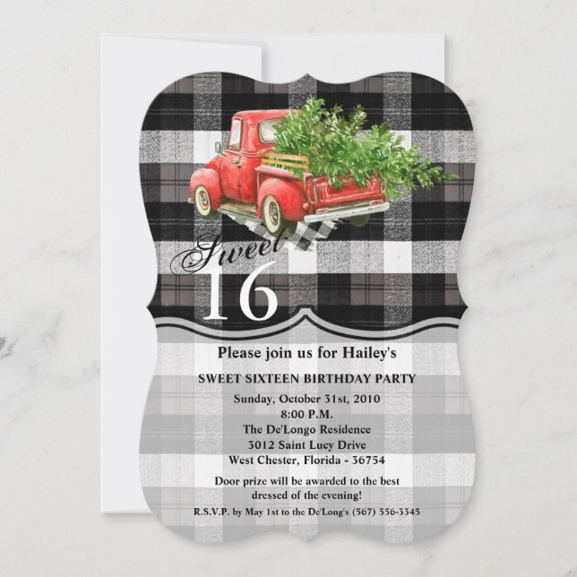 Sweet 16 Anniversaire Invitation XMAS Camion Baffa (Devant)