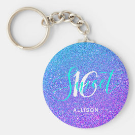 Sweet 16 Aquamariner Lila Glitzer Ombre Personalis Schlüsselanhänger