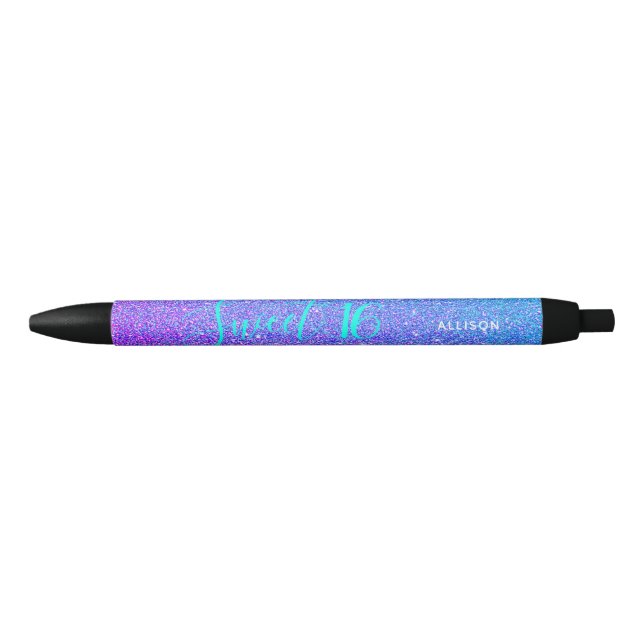Sweet 16 Aquamariner Lila Glitzer Sparkle Personal Kugelschreiber (Vorderseite)