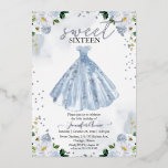 Sweet 16 Aquarell Blume kleiden Baby Blue Silver Folieneinladung<br><div class="desc">Adorable, Baby-blauen Blumen 16. Geburtstagsfeier Einladungen. Einfach mit Ihren Baby-Fotos und Ihrer Botschaft personalisieren. Bitte kontaktieren Sie mich per Chat, wenn Sie Fragen zum Kunstwerk haben oder eine Anpassung benötigen. Karo der Auflistung für weitere Elemente. BITTE BEACHTEN SIE: Für Unterstützung bei Bestellungen, Versand, Produktinformationen usw. wenden Sie sich direkt an...</div>