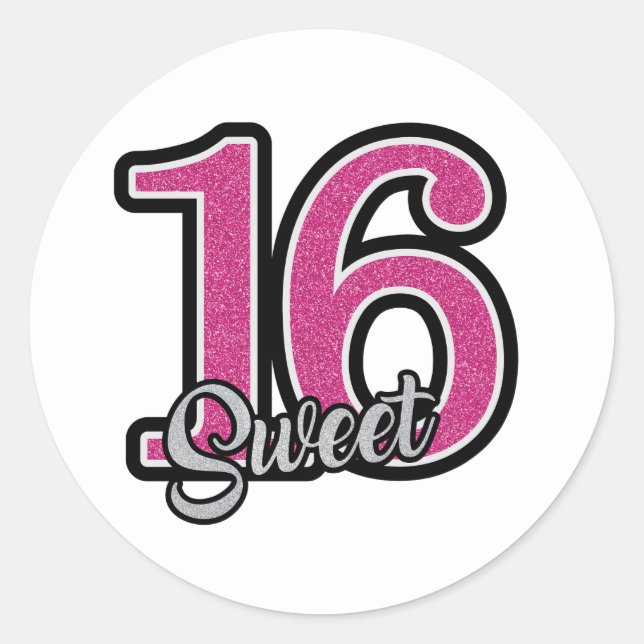 Sweet 16 Aufkleber/Siegel klassische Runde Runder Aufkleber (Vorderseite)