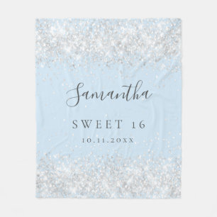 Sweet 16 baby blue silber Glitzer Staubname Fleecedecke