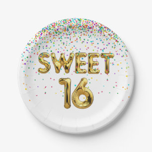 Sweet 16 Balloons und Confetti Papierplatte Pappteller