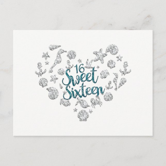 SWEET 16 Beach Party Invitation Enregistrer la dat (Devant)