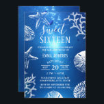 Sweet 16 Beach Starfish Seashells Unterwasser Einladung<br><div class="desc">Elegante Unterwasser Beach Coral Reef Starfish Sweet 16 Geburtstagseinladungen.</div>