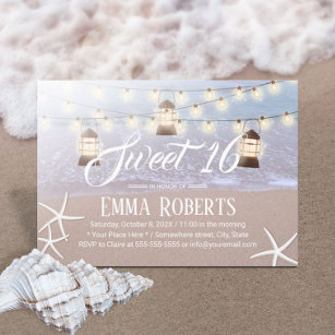 Sweet 16 Beach Starfish String Lights & Lanterns Einladung