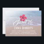 Sweet 16 Beach Thema Tropical Red Blume Einladung<br><div class="desc">Beach Thema Tropical Red Blume Sweet 16 Einladungen.</div>
